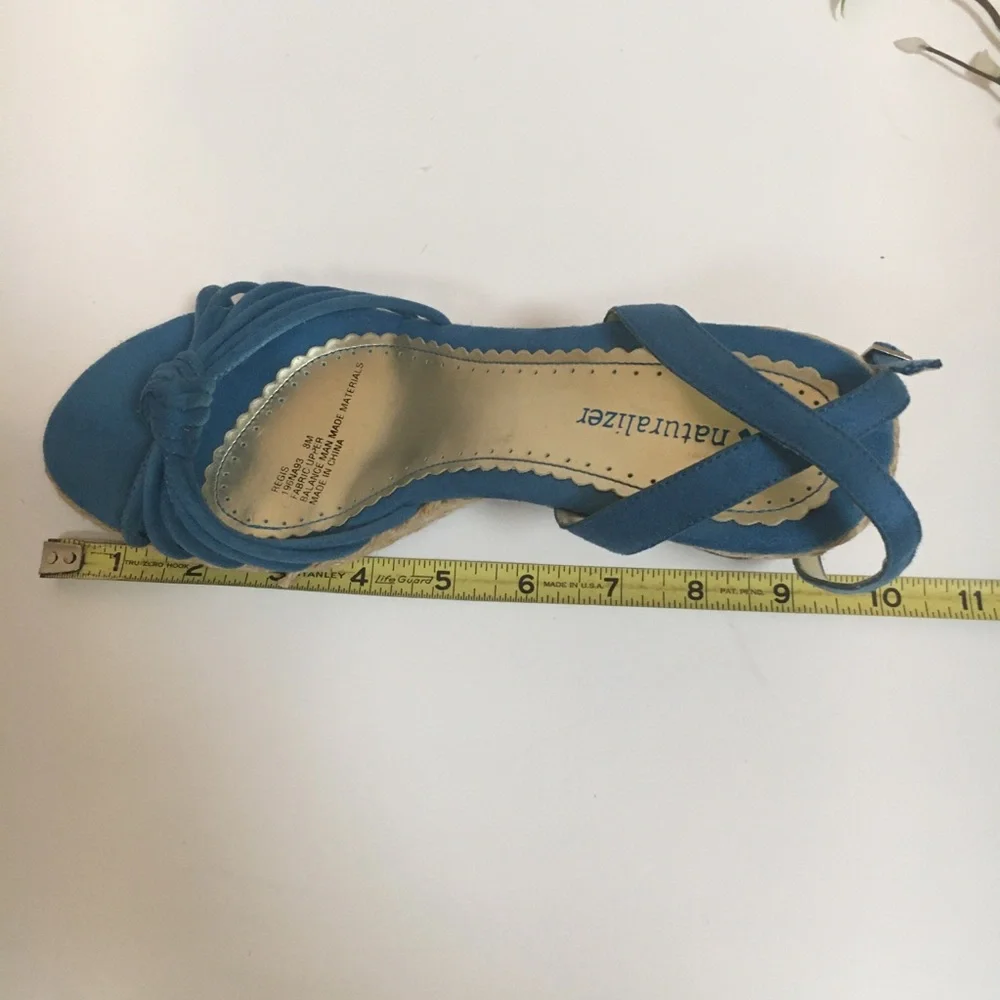 Naturalizer Teal Blue Suede Espadrille Wedge Sandals